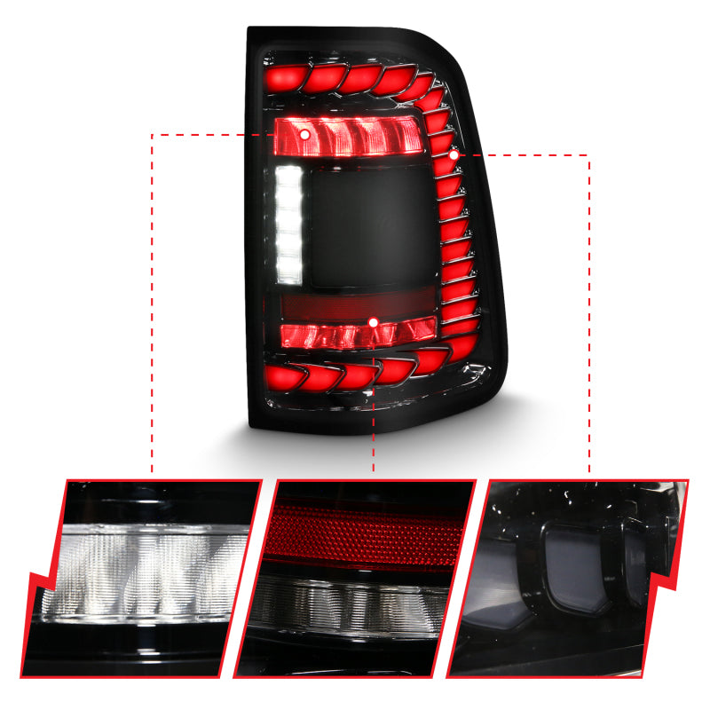 Anzo 19-23 Dodge Ram 1500 Laramie/Rebel/Limited Longhorn Full LED Sequential Signal Black Taillight