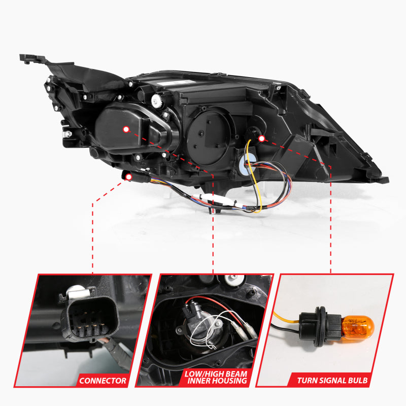 Anzo 14-20 Chevrolet Impala Square Projector LED Bar Headlights w/ Chrome Housing