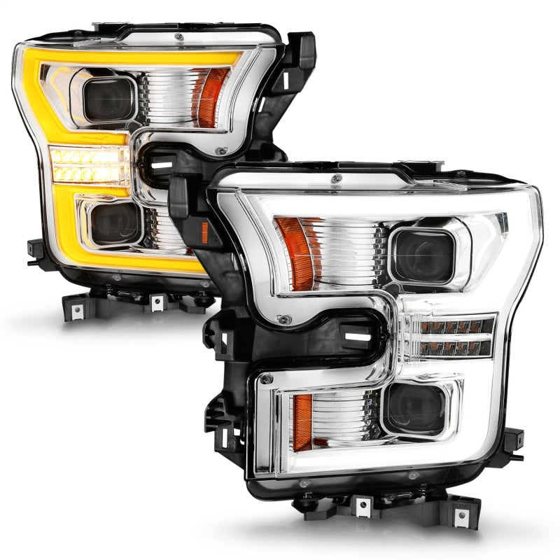 ANZO 15-17 Ford F-150 Chrome LED Projector Plank Style DRL w/Initiation Light Halogen Models
