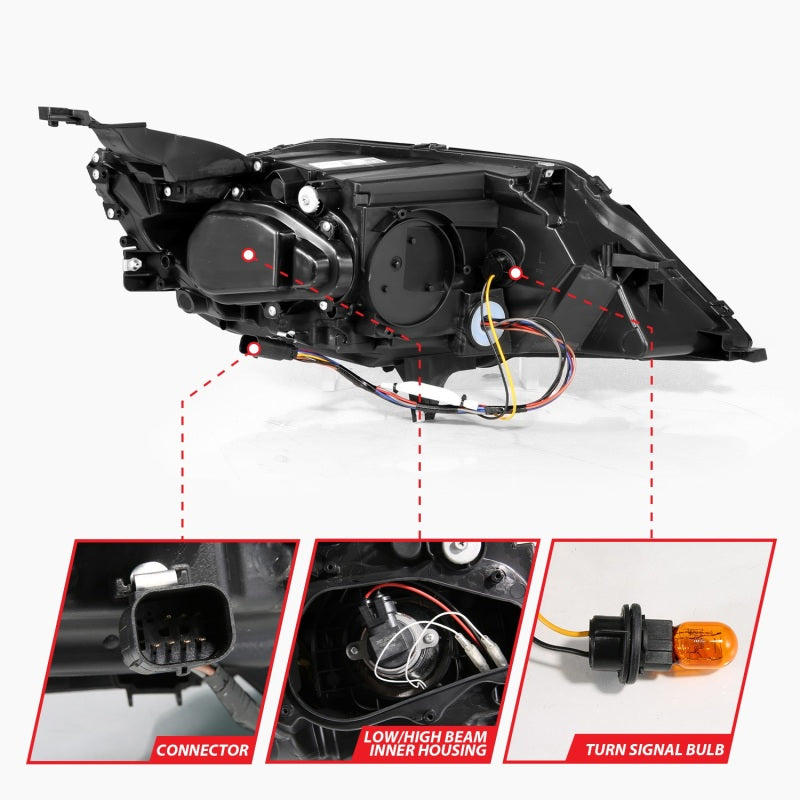 Anzo 14-20 Chevrolet Impala Square Projector LED Bar Headlights w/ Chrome Housing