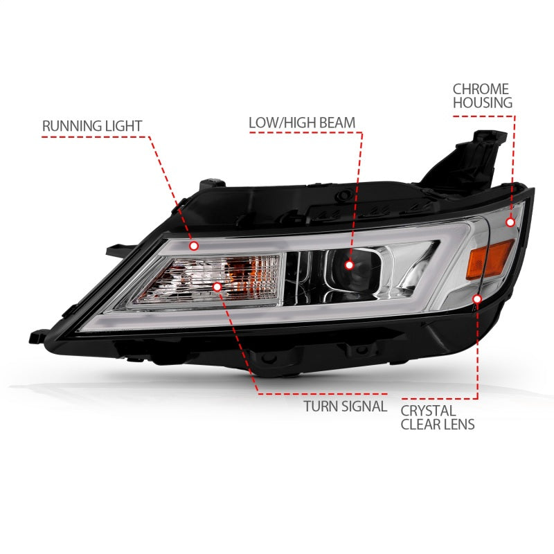 Anzo 14-20 Chevrolet Impala Square Projector LED Bar Headlights w/ Chrome Housing